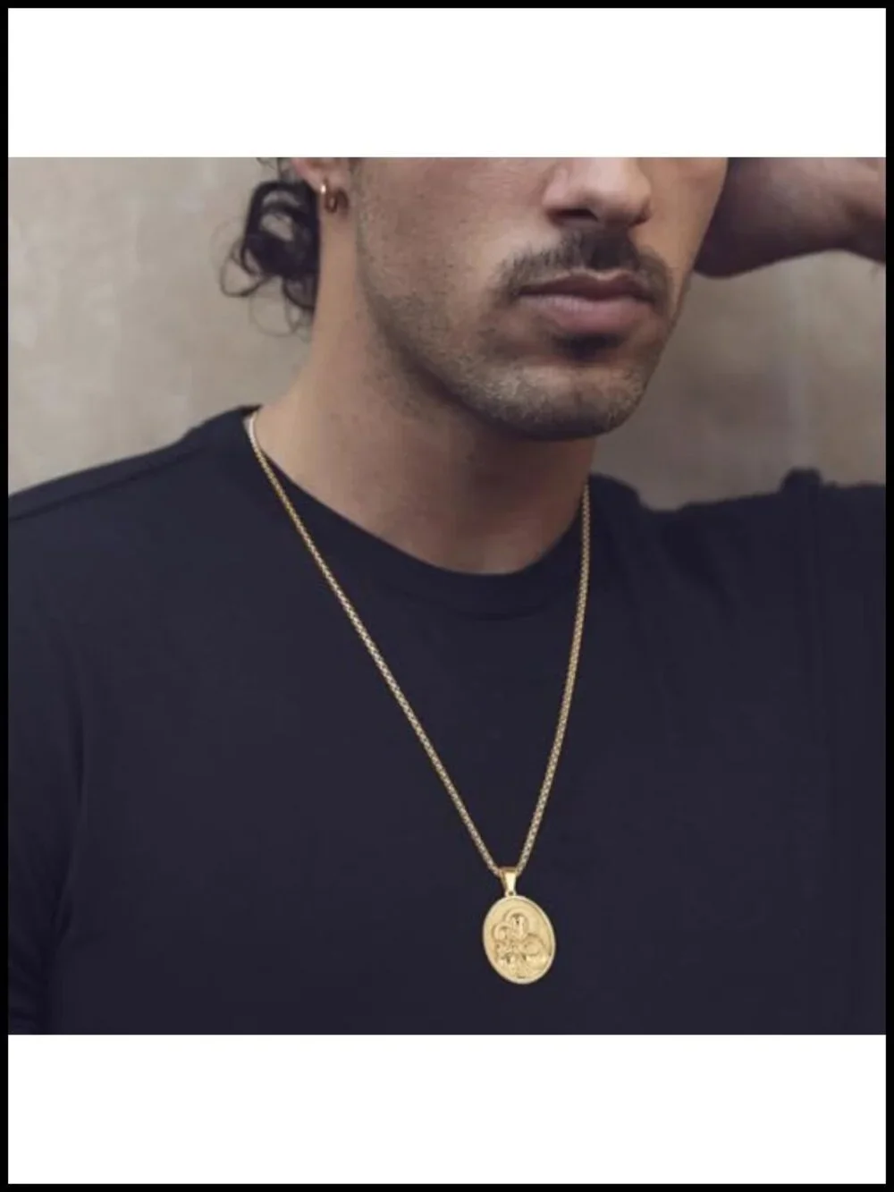 St Joseph Medal Pendant Necklace Stainless Steel Religious Jewelry Gift